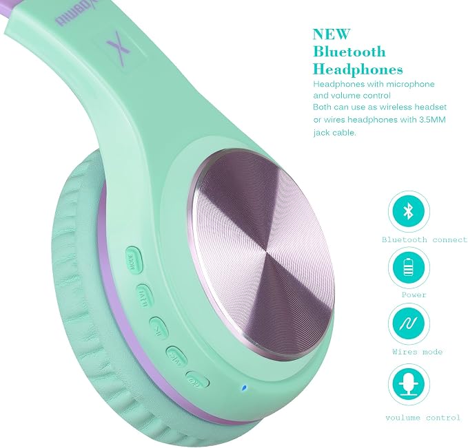 Riwbox Bluetooth Headphones, XBT-80 Folding Stereo Wireless Bluetooth - Image 4