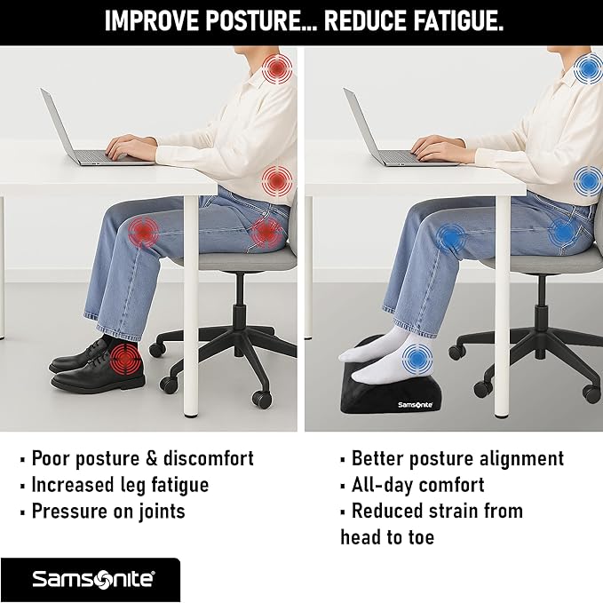 Samsonite Foot Rest for Under Desk at Work – Ergonomic Foot Stool for Couch – - Image 3