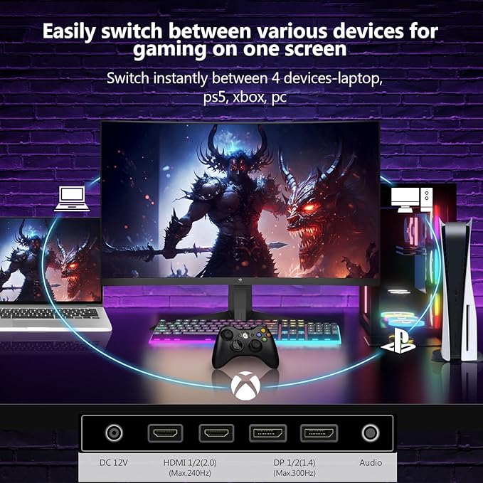 Z-Edge 27 inch Curved Gaming Monitor, FHD 1080P 300Hz 280Hz 240Hz Curved - Image 9
