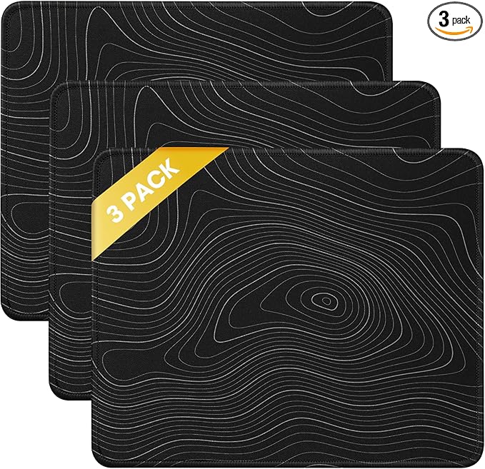 JIKIOU 3 Pack Mouse Pad with Stitched Edge, Comfortable Mouse Pads with by JIKIOU