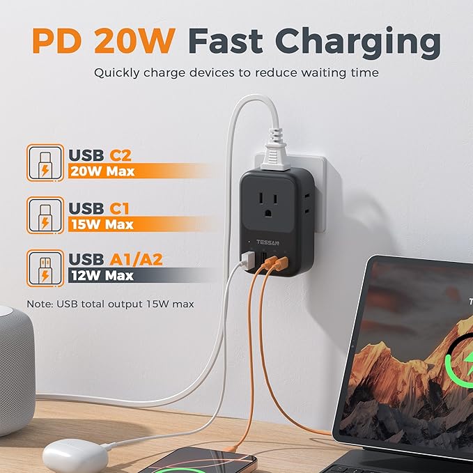 TESSAN USB C Charger Block 20W PD, Fast Charging Adapter - Image 2