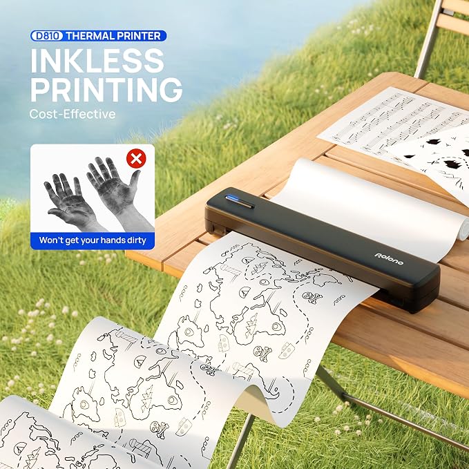 POLONO Portable Printer, D810 Inkless Bluetooth Thermal Printer Wireless - Image 7