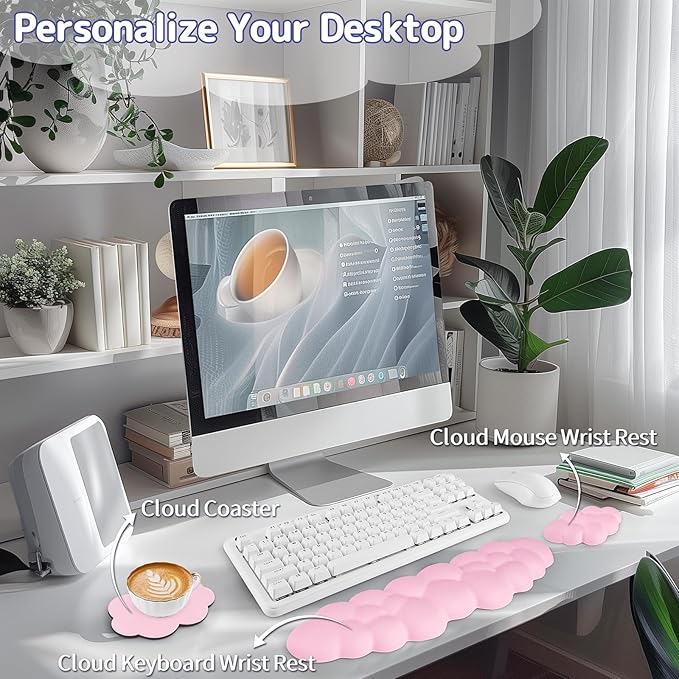 Cloud Wrist Rest Keyboard, Cloud Keyboard Wrist Pad Set - Image 2