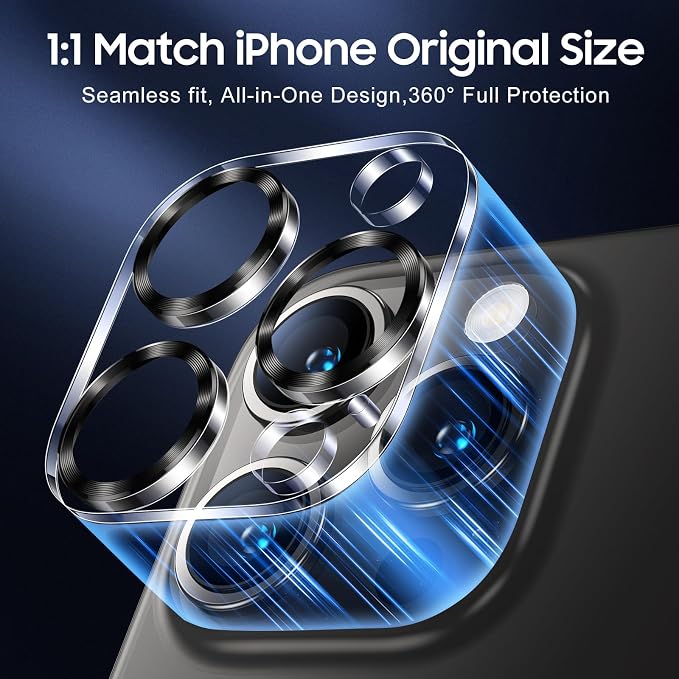 UniqueMe for 3 Pack iPhone 16 Pro/iPhone 16 Pro Max Camera Lens Protector - Image 4