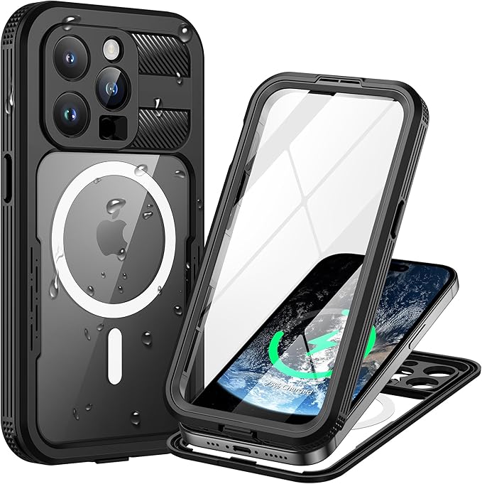 Lanhiem Magnetic for iPhone 15 Pro Case, IP68 Waterproof Dustproof Case by LanhiemHome