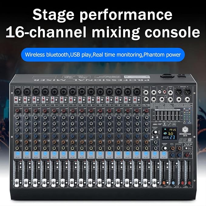 W IN-MIX DX16 Professional DJ Audio Mixer 16 Channel - Image 2