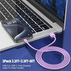 3-Pack Purple USB A to USB C Cable，USB to USB C Car Carplay Cable - Image 4