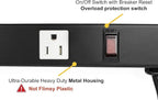 12 Outlets 4 Feet Body Heavy Duty Metal Surge Protector Power Strip - Image 3