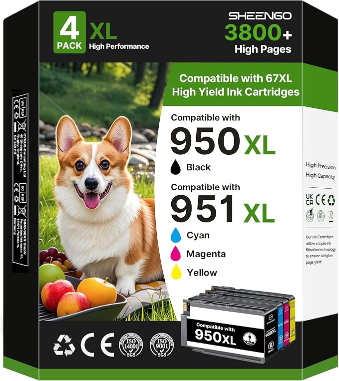950XL 951XL Ink Cartridges Combo Pack Compatible by PrintingYourLife