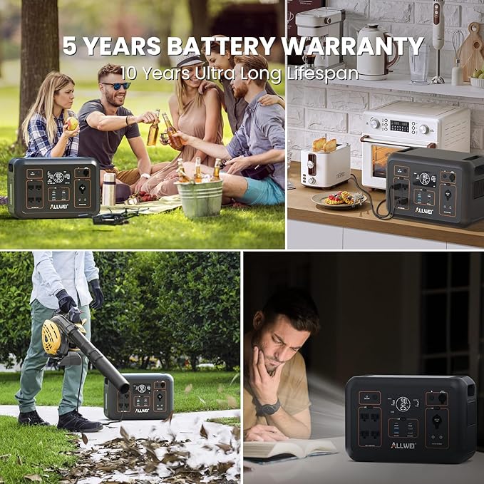 ALLWEI LiFePO4 Portable Power Station 1200W, 1008Wh Solar Generator - Image 6