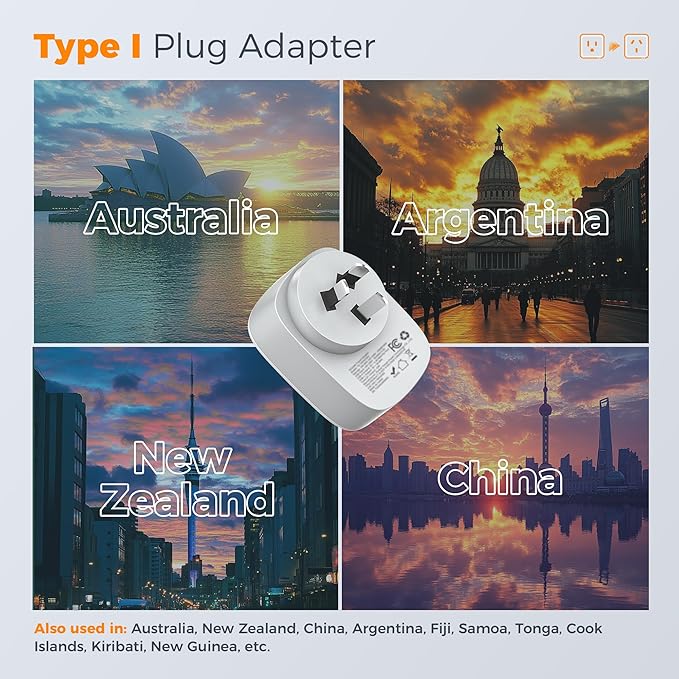 2 Pack New Zealand Power Adapter, TESSAN US to Australia Plug Adapter - Image 2