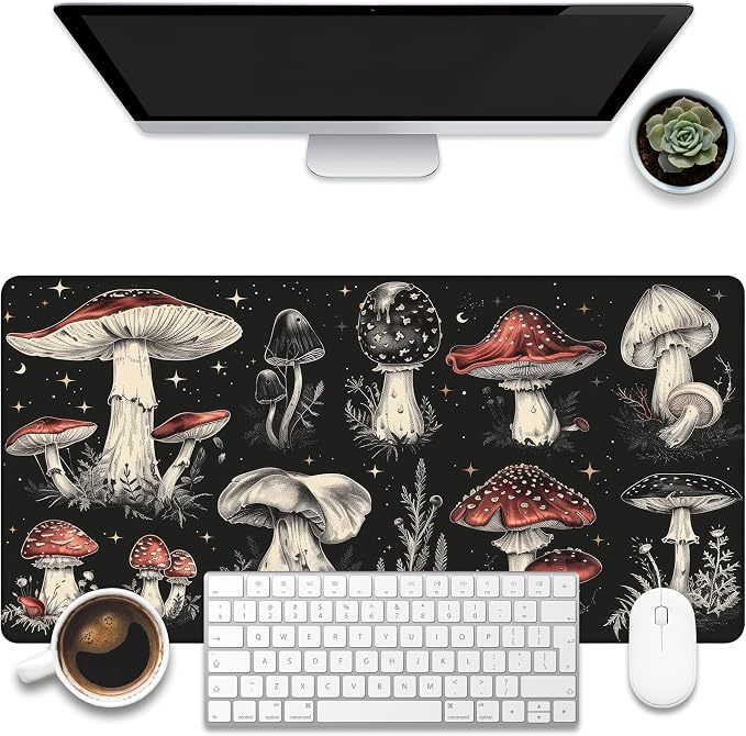 Psychedelic Mushrooms Desk Mat, Large Gaming Mouse Pad, 31.5"x15.7", Extended by KOAIWPAE