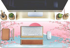 Aesthetic Japanese Cherry Blossom Desk Mat Cute Pastel Blue Color XL Sakura - Image 4