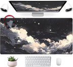 Black Anime Cloud Desk Mat XXL Large Gaming Mouse Pad Computer Laptop Mat by Mechanical+Cattle