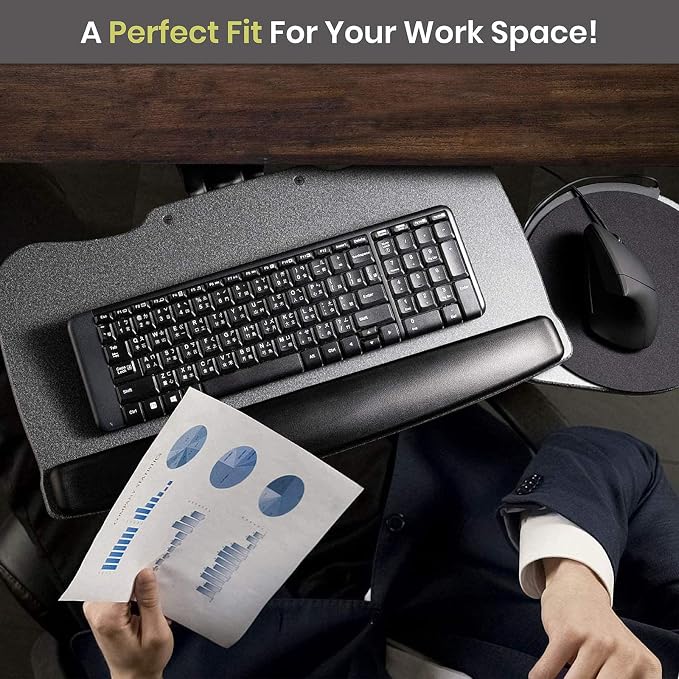 Under Desk Keyboard Tray, 17.75" Track, One Knob Control, Undermount Sliding - Image 8