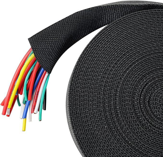 Heat Shrink Wire Loom 2:1 Shrinkable Braided Cable Sleeve 1-1/8 Inch ID-46ft by BuyUneed