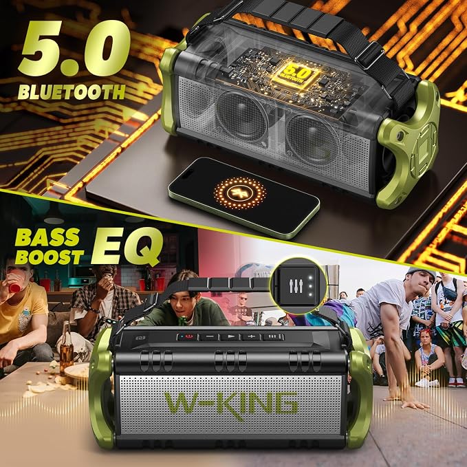 W-KING Bluetooth Speaker, 90W Max Portable Loud Speakers Wireless, IPX6 - Image 6