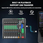 8 Channel Audio Mixer, Professional DJ Mixer Board Sound Music Mixing Console - Image 5