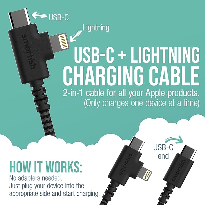 Smartish 2 in 1 USB C to USB C/Lightning Cable - Image 2