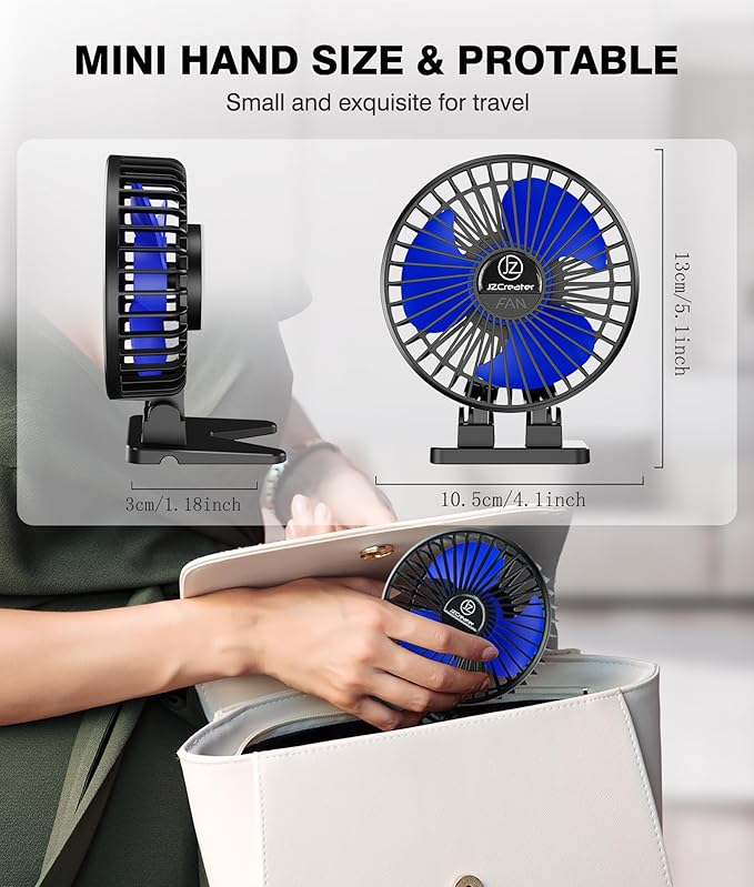 JZCreater USB Desk Fan, Mini Portable Fans, 3 Speeds Desktop Table Cooling Fan - Image 6