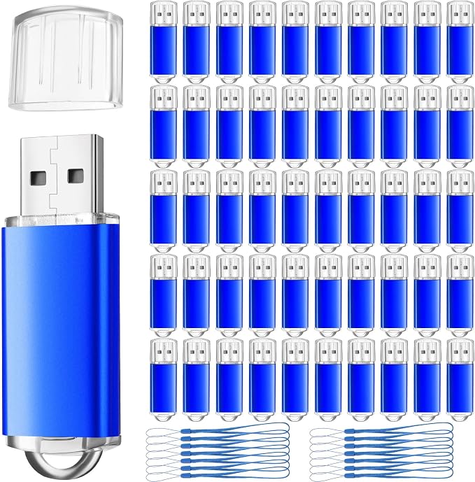 Hoteam 50 Pack USB 2.0 Flash Drives Bulk Blue Portable Thumb Drive by Hoteam