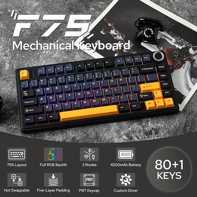 EPOMAKER x Aula F75 Gasket Mechanical Keyboard, 75% Wireless Hot Swappable - Image 2