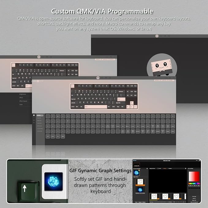 QK87 75% Keyboard with Multimedia Screen, QMK/VIA Wireless Gaming Keyboard - Image 7