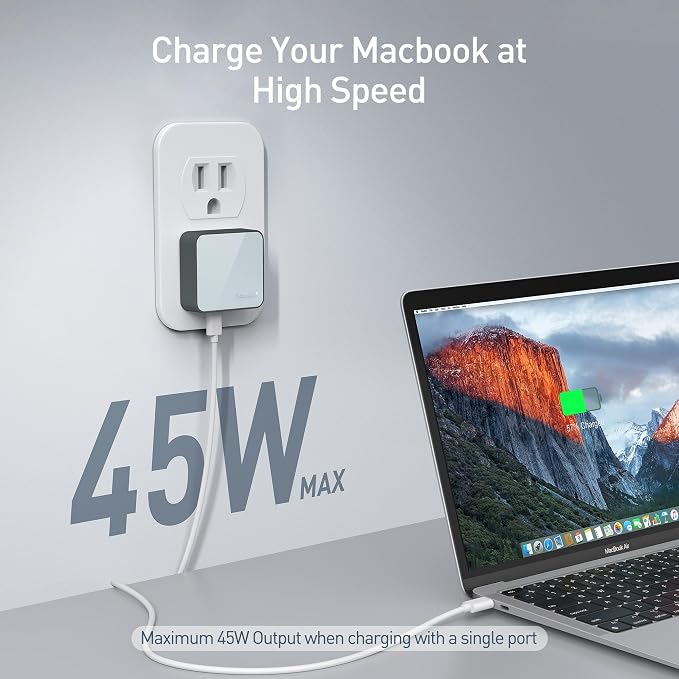 Nekmit Flat USB C Wall Charger, 47W Dual Ports USB C Charger Block, PPS Fast - Image 2