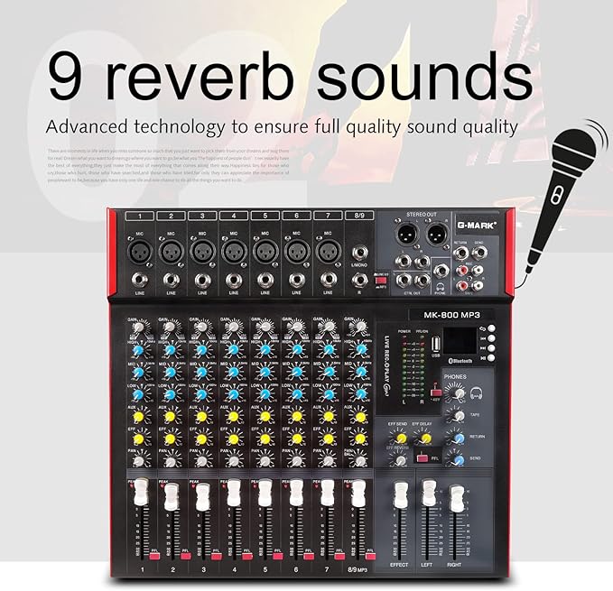 G-MARK MK800MP3 Professional Audio Mixer Sound Board 8 Channels Mixing Console - Image 4