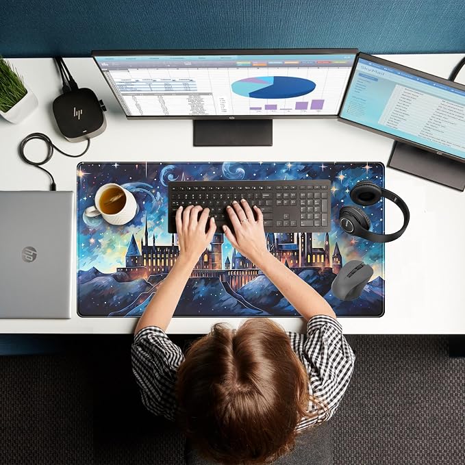 Blue Castle Desk Mat Aesthetic Cute Desk Pad, Extended Large Mouse Pad XXL - Image 7
