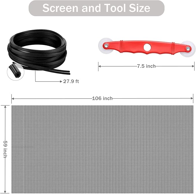 Window Screen Replacement Kit, DIY Adjustable Screen Door Mesh - Image 2