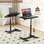 Adjustable Height C Shaped Side Table, 360°Swivel Overbed Table, Top Tilting - Image 4