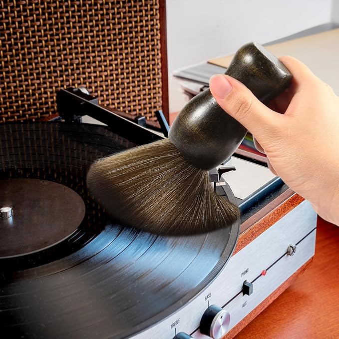2 Pack Vinyl Turntable Wood Record Cleaning Brushes, Anti-Static Record Brush - Image 7