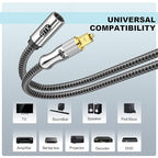 EMK Optical Cable Extension, 24K Gold-Plated Optical Audio Cable Toslink Female - Image 3
