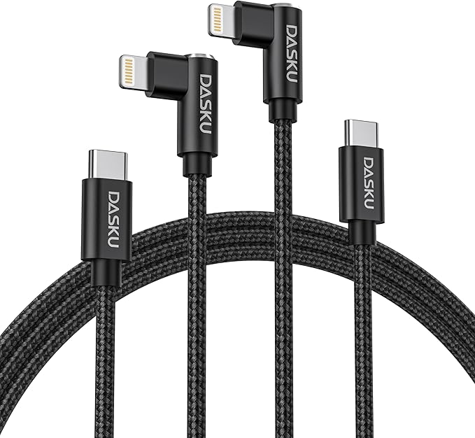 iPhone 14 13 Charger Cable 3FT, 90 Degree USB C to Lightning Cable Fast Nylon by Dasku