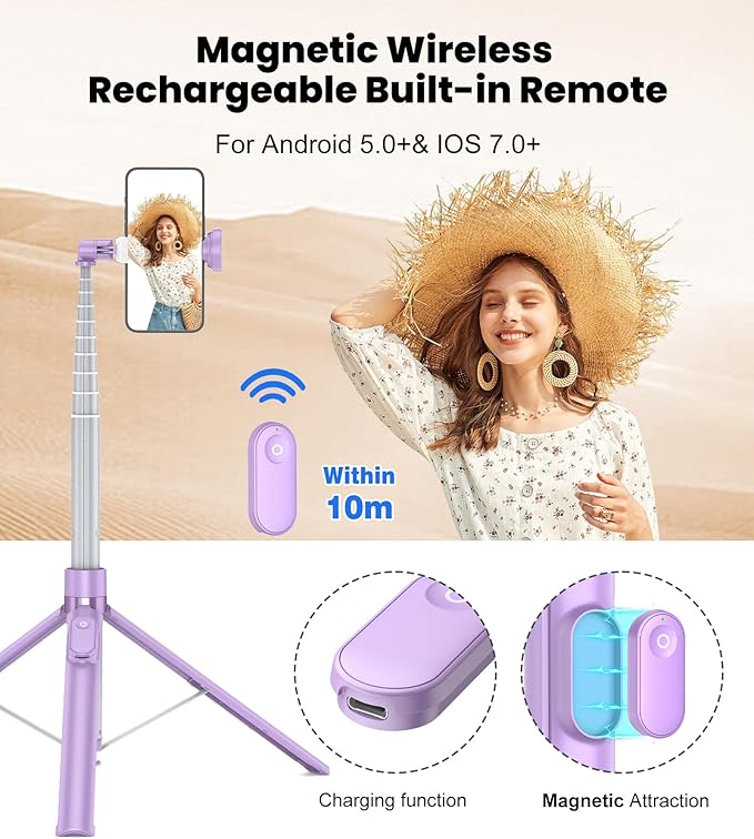 TONEOF 66" Automatic Tripod, Auto-Open Phone Tripod Stand - Image 5