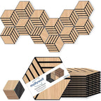Mollywell Hexagon Acoustic Panels, Natural Oak TW4, 12 Pack |Wood Veneer|High by Mollywell
