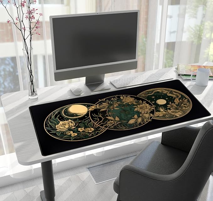Aesthetic Celestial Desk Mat Vintage Flowers Desk Pad Large Mouse Pad Gaming - Image 7