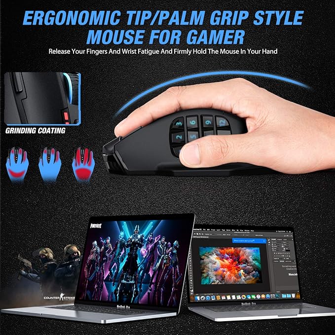 UtechSmart Venus Pro RGB Wireless MMO Gaming Mouse, 000 DPI Optical Sensor - Image 4