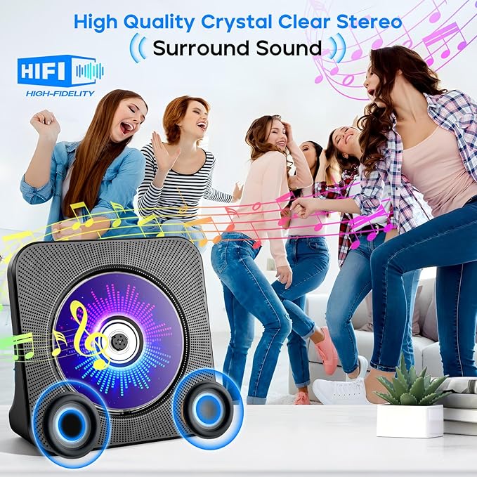 Desktop CD Player with Speakers, ROADOM CD Players - Image 3