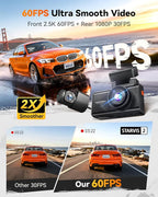 WOLFBOX X3 2.5K 1440P 60FPS Dash Camera, STARVIS 2 IMX675 - Image 2