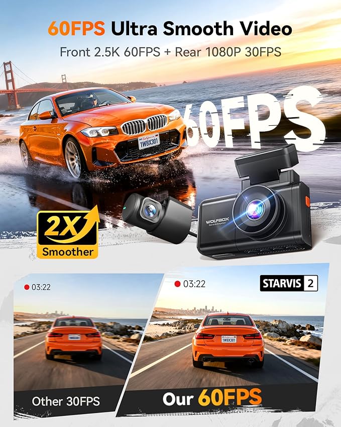 WOLFBOX X3 2.5K 1440P 60FPS Dash Camera, STARVIS 2 IMX675 - Image 2