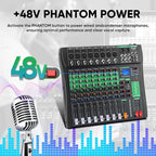 8 Channel Audio Mixer, Professional DJ Mixer Board Sound Music Mixing Console - Image 6