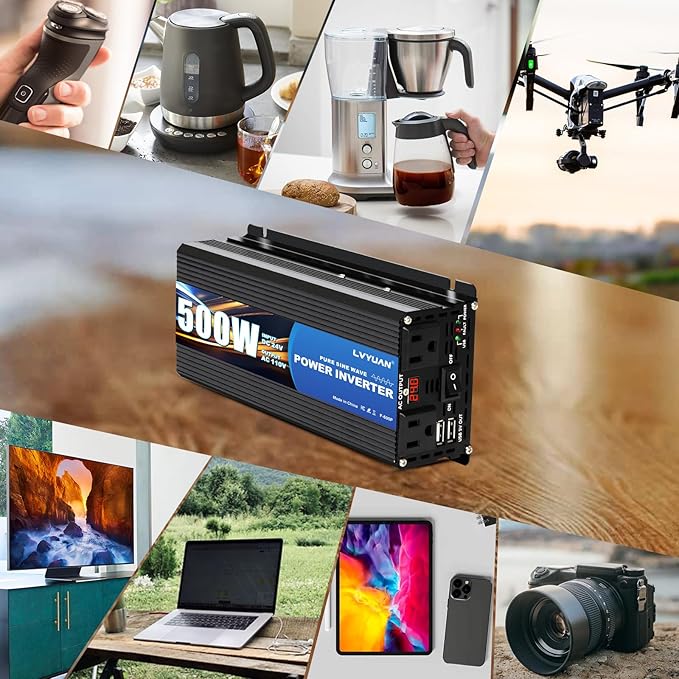 LVYUAN 500 Watt Pure Sine Wave Power Inverter 24V to 110V/120V DC to AC - Image 5