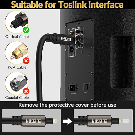 Elecan Optical Audio Cable 25 Ft Digital Audio Toslink Cable Cord-Fiber - Image 5