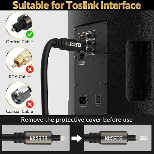Elecan Optical Audio Cable 15 Ft/2 Pack Digital Audio Toslink Cable Cord-Fiber - Image 5