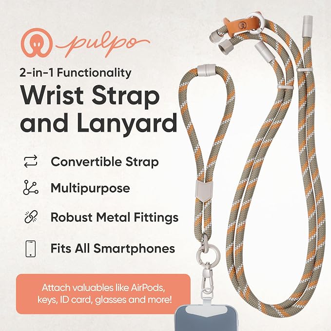 Pulpo 2-in-1 Cell Phone Wrist Strap and Lanyard Green & Orange - Image 2