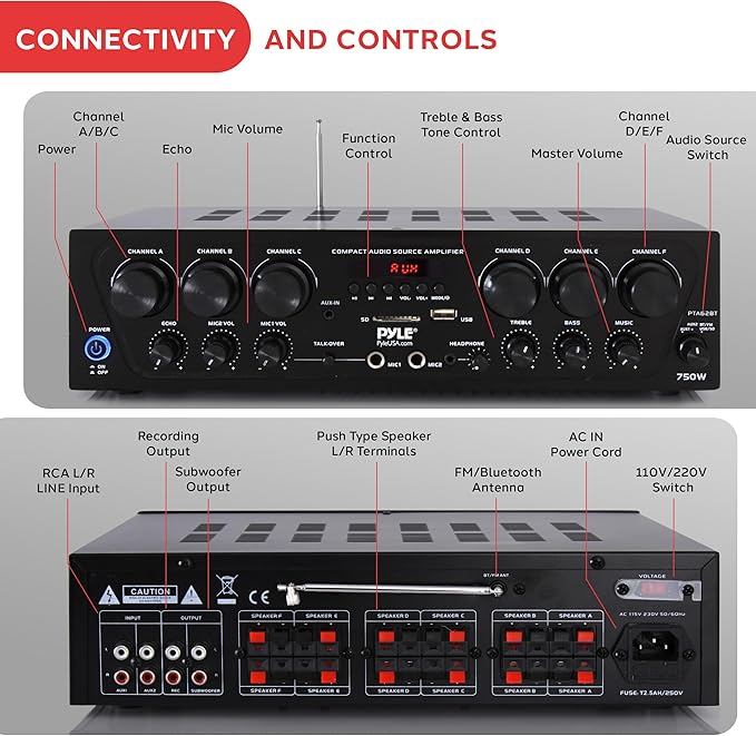 Pyle Wireless Bluetooth Karaoke Amplifier - Image 3