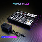 Professional Audio Mixer, 4 Channel Audio Interface Sound Board Mixing Console - Image 8