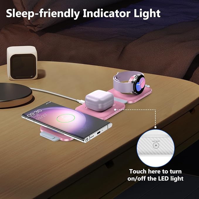 Travel Charger for Samsung Multi Devices, Foldable 3 in 1 Wireless Charging - Image 5